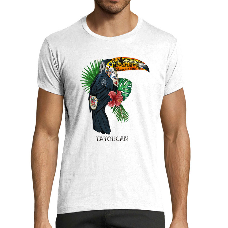 T-shirt homme fit blanc Tatoucan (Mr Mouton,Animaux,Humour)