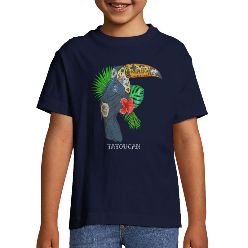T-shirt enfant bleu marine Tatoucan (Mr Mouton,Animaux,Humour)