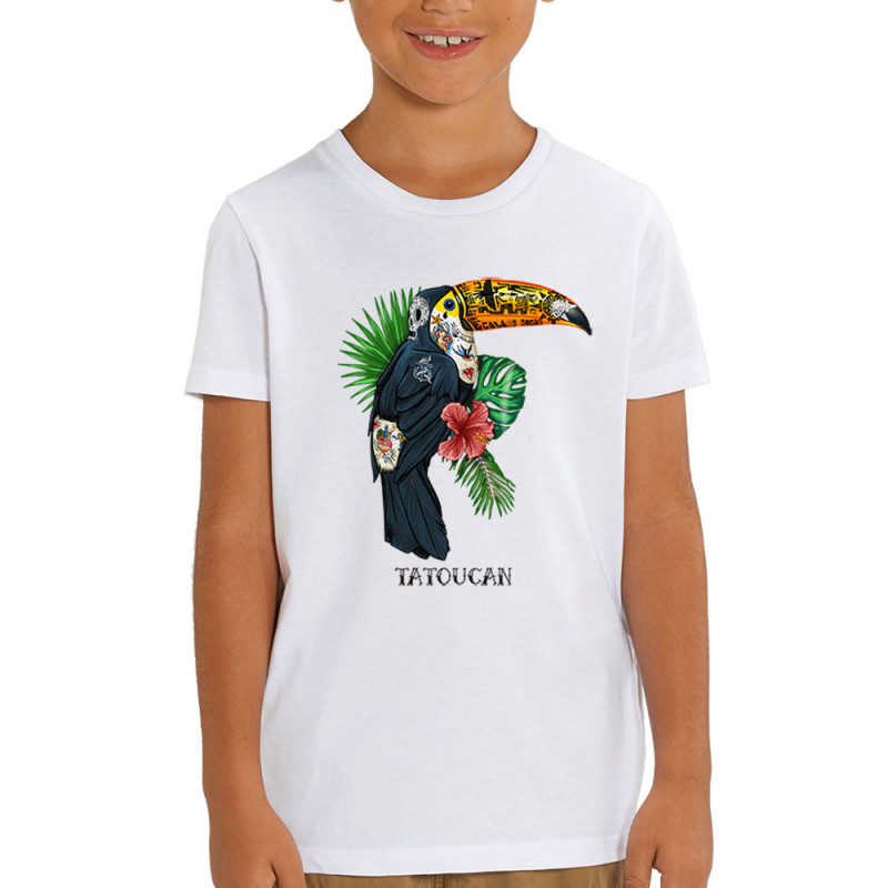 T-shirt enfant coton bio blanc Tatoucan (Mr Mouton,Animaux,Humour)