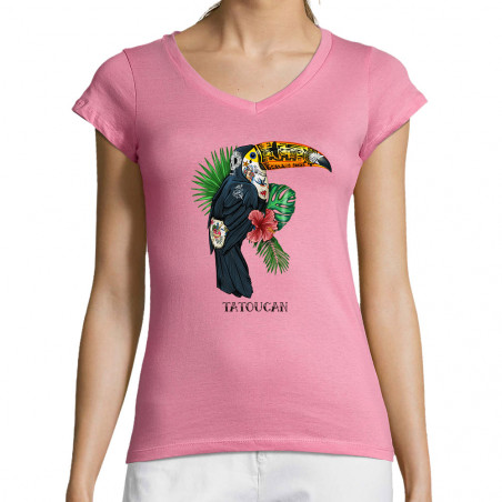 T-shirt femme col V "Tatoucan"