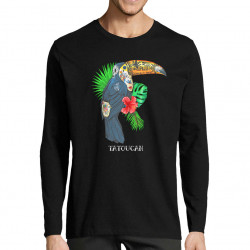 T-shirt homme manches longues noir Tatoucan (Mr Mouton,Animaux,Humour)