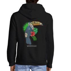 Sweat homme à capuche zippé noir Tatoucan (Mr Mouton,Animaux,Humour)
