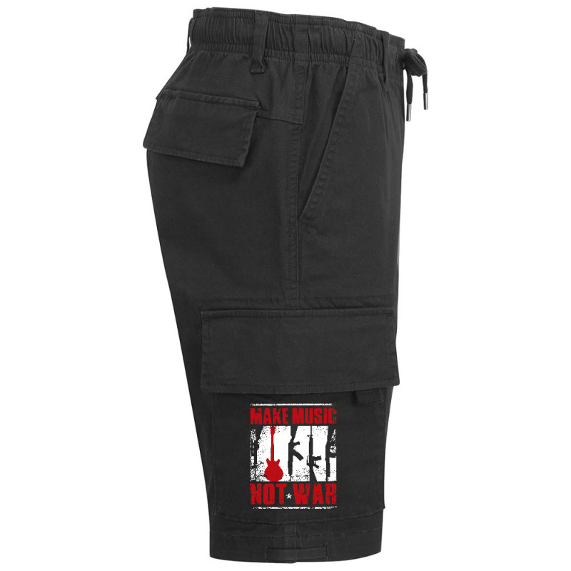 Short cargo homme noir Make Music Not War (Rock & Punk,Slogans engagés)
