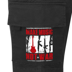 Short cargo homme noir Make Music Not War (Rock & Punk,Slogans engagés)