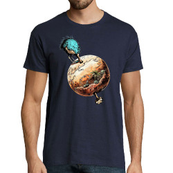 Tee-shirt homme bleu marine Autruche Terre (Gondrax,Animaux,Humour)