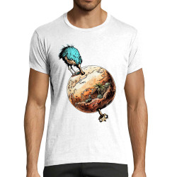 T-shirt homme fit blanc Autruche Terre (Gondrax,Animaux,Humour)