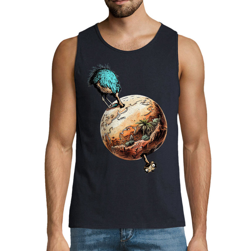 Débardeur homme bleu marine Autruche Terre (Gondrax,Animaux,Humour)