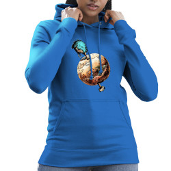 Sweat femme à capuche bleu royal Autruche Terre (Gondrax,Animaux,Humour)