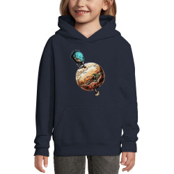 Sweat enfant à capuche bleu marine Autruche Terre (Gondrax,Animaux,Humour)