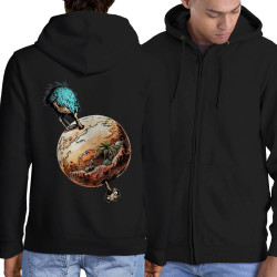 Sweat homme à capuche zippé noir Autruche Terre (Gondrax,Animaux,Humour)