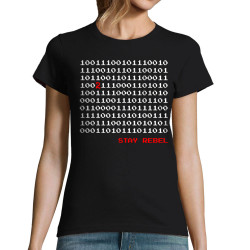 T-shirt femme noir Stay Rebel Numbers (Jeux Vidéo / Geek)