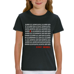 T-shirt enfant coton bio noir Stay Rebel Numbers (Jeux Vidéo / Geek)