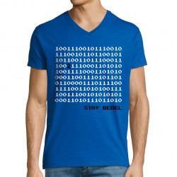 T-shirt homme col V bleu royal Stay Rebel Numbers (Jeux Vidéo / Geek)