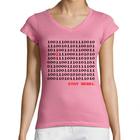 T-shirt femme col V "Stay...