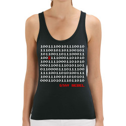 Débardeur femme coton bio noir Stay Rebel Numbers (Jeux Vidéo / Geek)