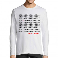 T-shirt homme manches longues blanc Stay Rebel Numbers (Jeux Vidéo / Geek)