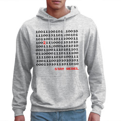 Sweat homme à capuche gris chiné clair Stay Rebel Numbers (Jeux Vidéo / Geek)