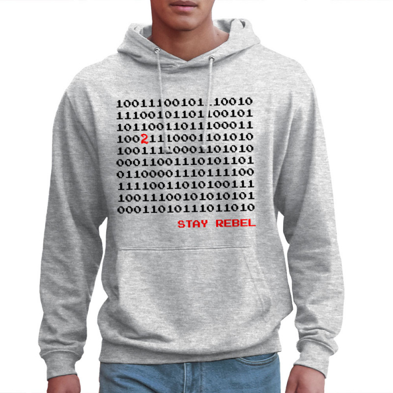 Sweat homme à capuche gris chiné clair Stay Rebel Numbers (Jeux Vidéo / Geek)