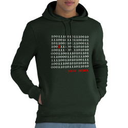 Sweat homme à capuche coton bio vert foncé Stay Rebel Numbers (Jeux Vidéo / Geek)