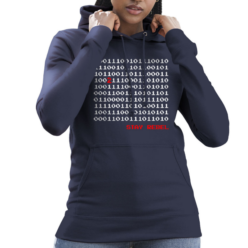 Sweat femme à capuche bleu marine Stay Rebel Numbers (Jeux Vidéo / Geek)