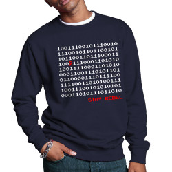 Sweat homme col rond bleu marine Stay Rebel Numbers (Jeux Vidéo / Geek)