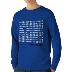 Sweat homme bio col rond bleu royal Stay Rebel Numbers (Jeux Vidéo / Geek)
