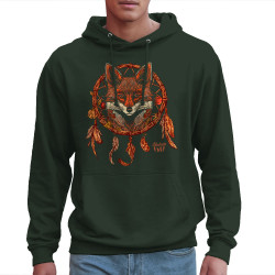Sweat homme à capuche vert foncé Indian Fox (Gondrax,Bad River,Animaux)