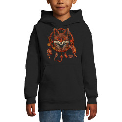 Sweat enfant à capuche noir Indian Fox (Gondrax,Bad River,Animaux)
