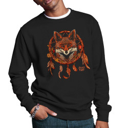 Sweat homme col rond noir Indian Fox (Gondrax,Bad River,Animaux)
