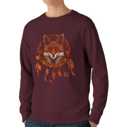 Sweat homme bio col rond bordeaux Indian Fox (Gondrax,Bad River,Animaux)