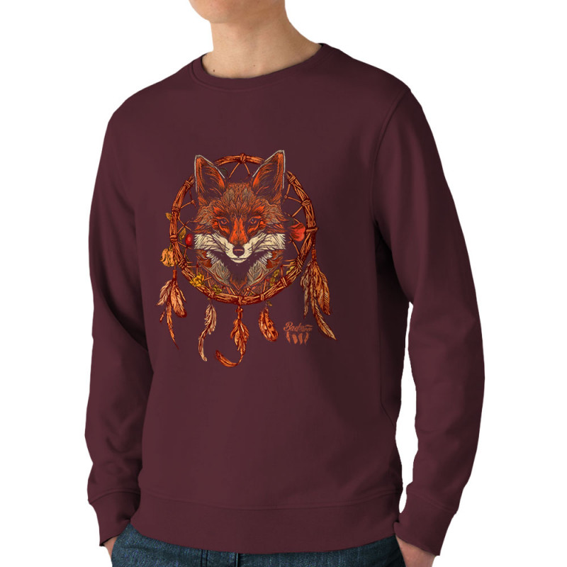 Sweat homme bio col rond bordeaux Indian Fox (Gondrax,Bad River,Animaux)