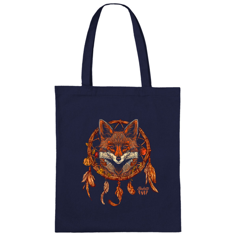 Sac shopping en toile bleu marine Indian Fox (Gondrax,Bad River,Animaux)