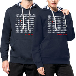Sweat capuche à motifs unisexe bleu marine et marinière Stay Rebel Numbers (Jeux Vidéo / Geek)
