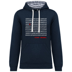 Sweat capuche à motifs unisexe bleu marine et marinière Stay Rebel Numbers (Jeux Vidéo / Geek)