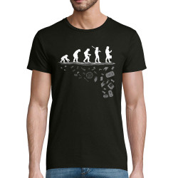T-shirt homme coton bio noir Evolution Pollution (Gondrax,Evolution,Ecologie)