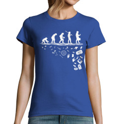 T-shirt femme bleu royal Evolution Pollution (Gondrax,Evolution,Ecologie)