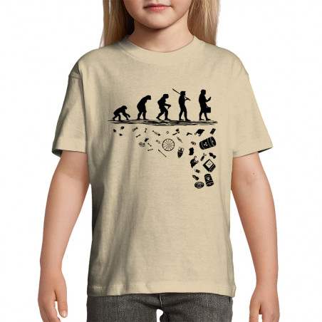 T-shirt enfant sable Evolution Pollution (Gondrax,Evolution,Ecologie)