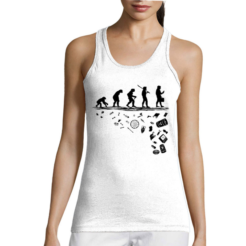 Débardeur femme blanc Evolution Pollution (Gondrax,Evolution,Ecologie)