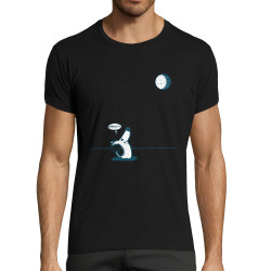 T-shirt homme fit noir Dog Moon Baballe (Gondrax,Humour,Animaux)