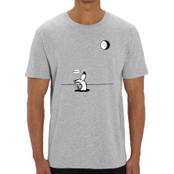 T-shirt homme coton bio gris chiné Dog Moon Baballe (Gondrax,Humour,Animaux)