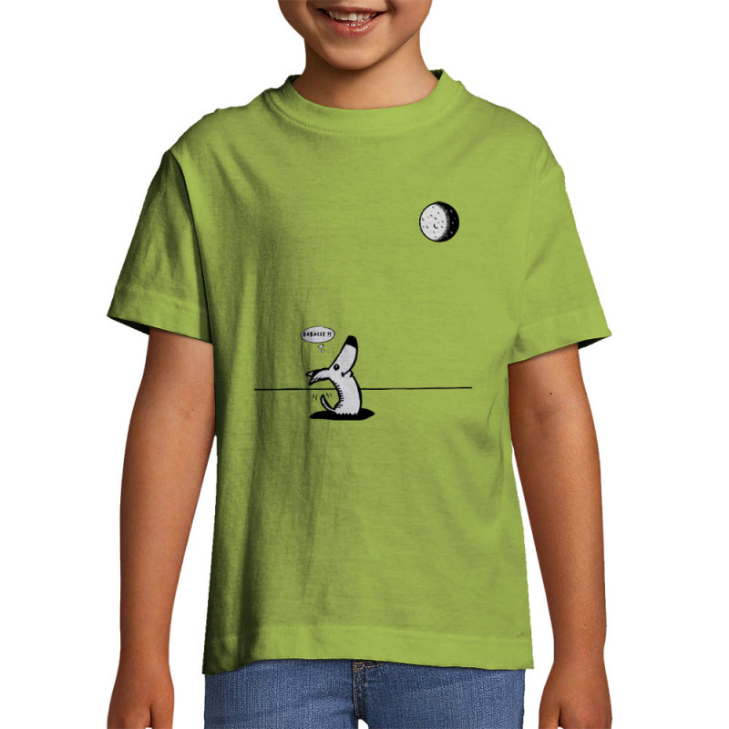 T-shirt enfant vert pomme Dog Moon Baballe (Gondrax,Humour,Animaux)