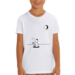 T-shirt enfant coton bio blanc Dog Moon Baballe (Gondrax,Humour,Animaux)