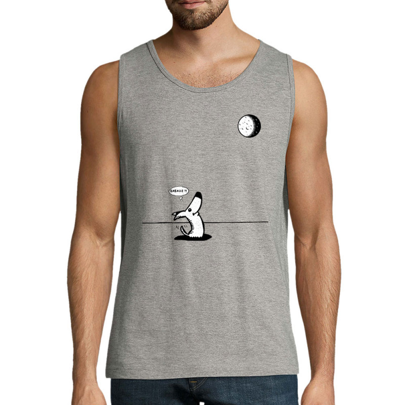 Débardeur homme gris chiné Dog Moon Baballe (Gondrax,Humour,Animaux)
