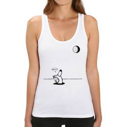 Débardeur femme coton bio blanc Dog Moon Baballe (Gondrax,Humour,Animaux)