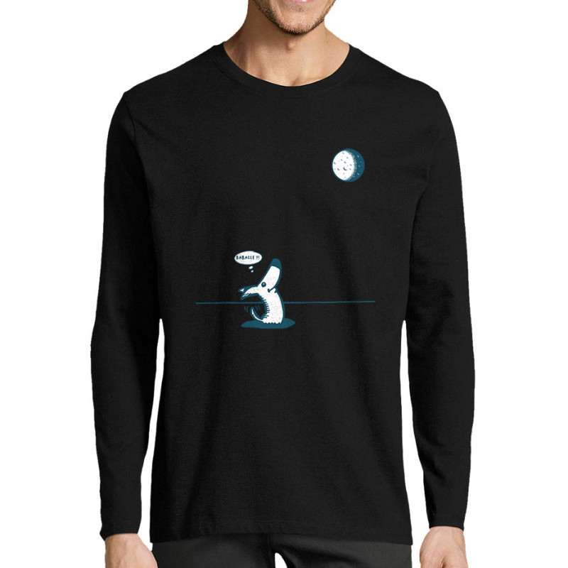 T-shirt homme manches longues noir Dog Moon Baballe (Gondrax,Humour,Animaux)