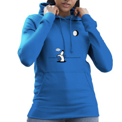 Sweat femme à capuche bleu royal Dog Moon Baballe (Gondrax,Humour,Animaux)