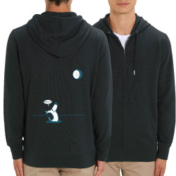 Sweat homme zippé à capuche coton bio noir Dog Moon Baballe (Gondrax,Humour,Animaux)