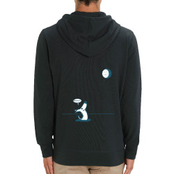 Sweat homme zippé à capuche coton bio noir Dog Moon Baballe (Gondrax,Humour,Animaux)