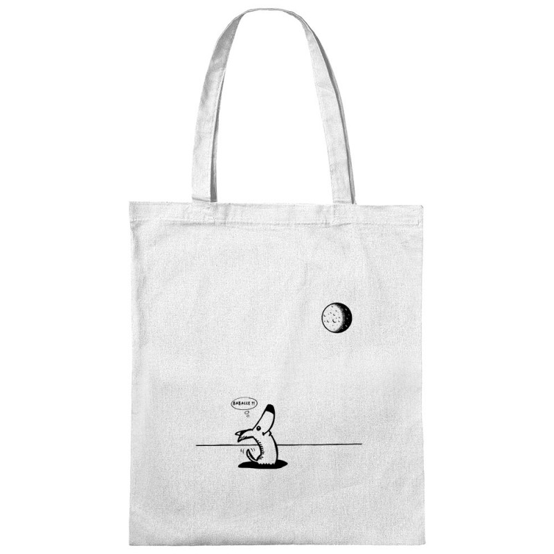 Sac shopping en toile blanc Dog Moon Baballe (Gondrax,Humour,Animaux)