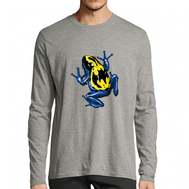 T-shirt homme manches longues gris chiné DendroBat (Mr Mouton,Animaux)